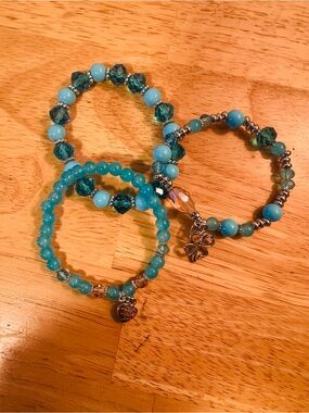 Turquoise Beaded Stack Bracelet Set - Women Jewelry